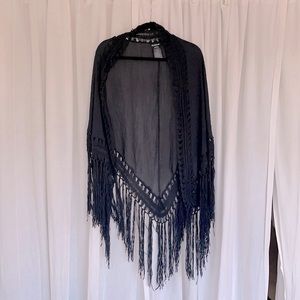 Like new black fringe shawl